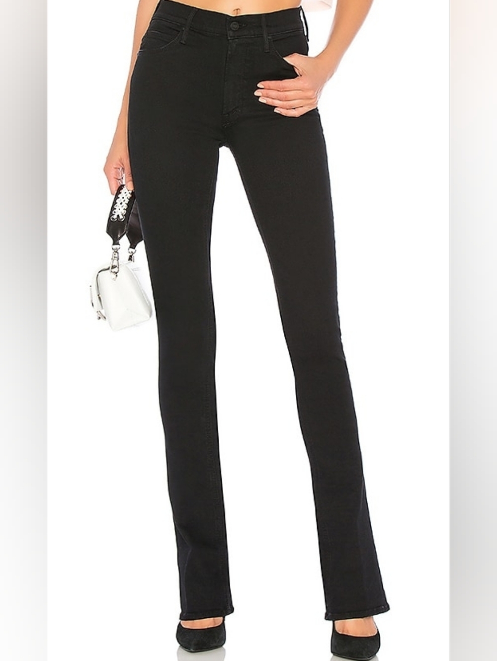 Mother The Runaway Flared Black Denim Jeans Not Guilty Size 25